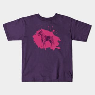Schnauzer Sketch Purple Splash Kids T-Shirt